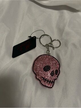 Pink Crystal Skull Keychain
